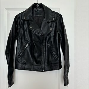 Elodie Black Faux Vegan Leather Moto Style‎ Zip Up Jacket Womens XS